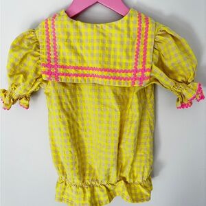 La Coqueta Kids Georgina Gingham Yellow and Pink Matching Set/ blouse and shorts
